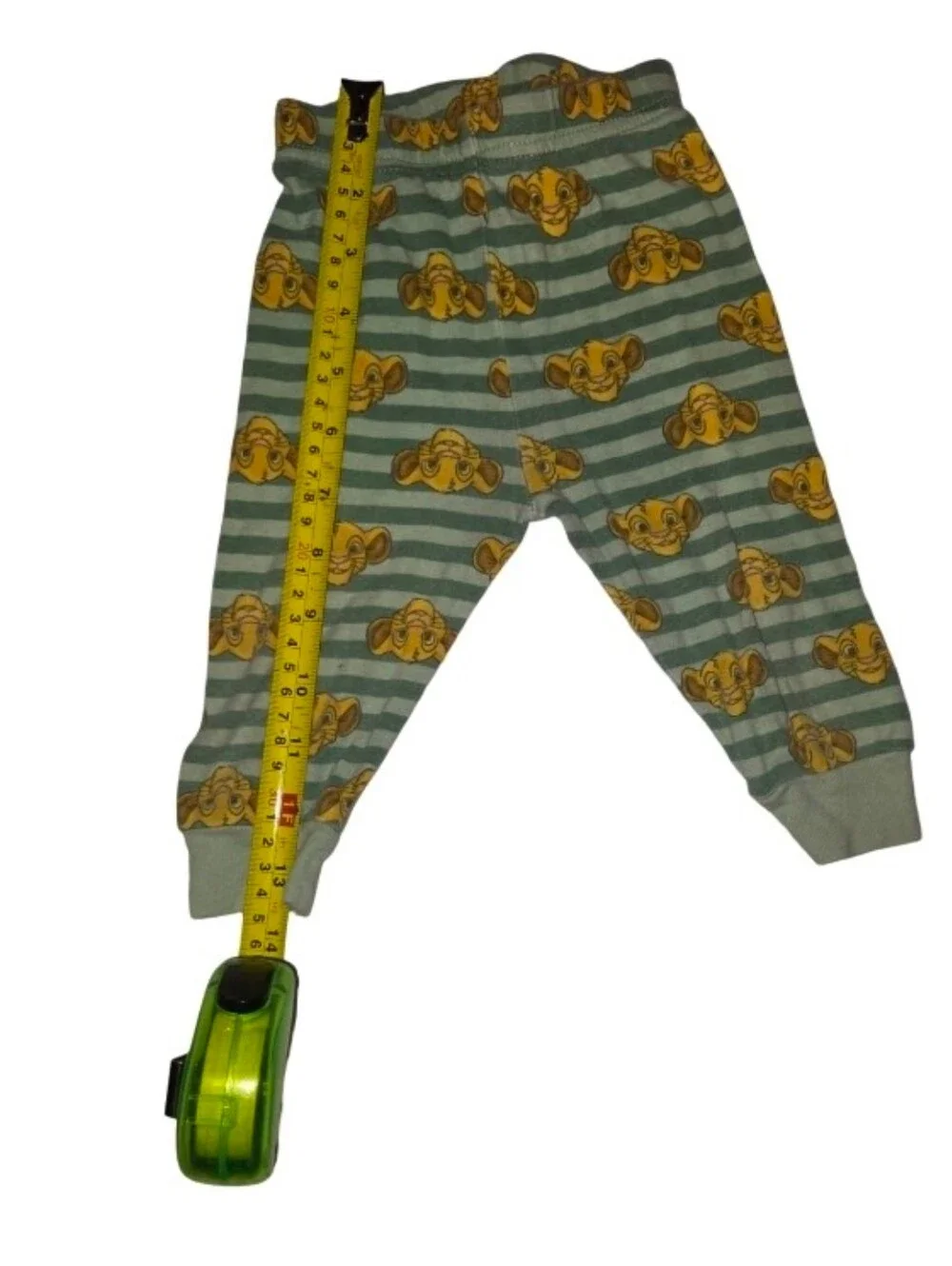 Disney Green Striped Pajama Bottoms with Yellow Character Faces